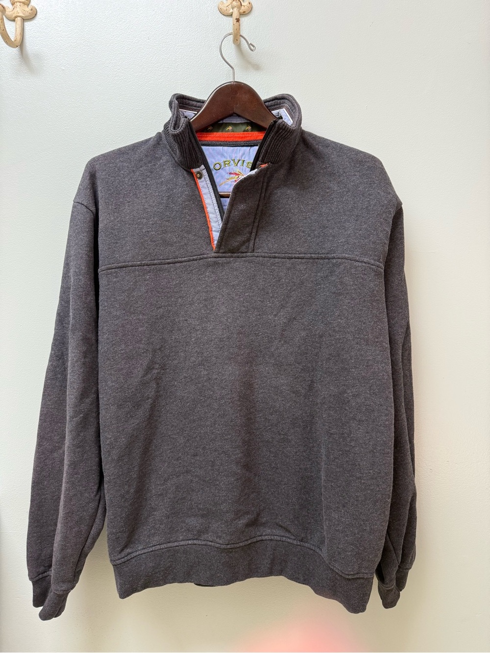 Orvis gray pullover quarter zip medium